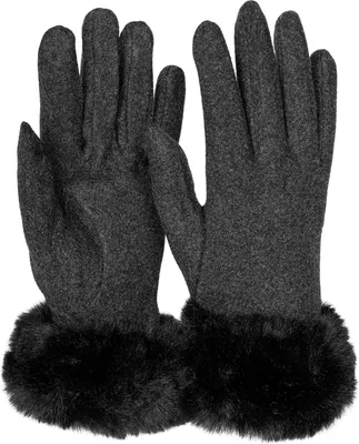 Produktbild von styleBREAKER Damen Touchscreen Handschuhe Einfarbig mit Kunstfell Besatz, warme Fingerhandschuhe, Winter 09010038