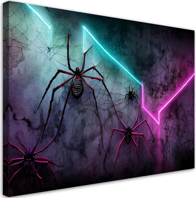 Produktbild von Leinwandbild Spinne Neon Abstraktion 60x40 Feeby Violett bild für die wand bereit zum aufhängen