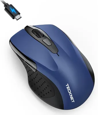 Imagen del producto de Ratón inalámbrico con función de vibración, compatible con portátiles (TRES modos: BT 5.0/3.0 + 2.4G), 4800 DPI, ratón inalámbrico recargable y silencioso para Mac OS, Android y Windows