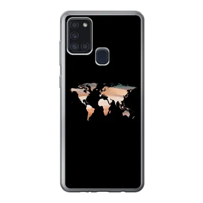 Produktbild von MuchoWow® Handyhülle Schutzhülle Hülle für Samsung Galaxy A21s Weltkarte - Farbe - Schwarz Silikon Softcase Handy Hülle - Hartschale