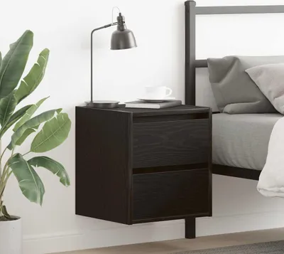 Image de vidaXL Tables de chevet murales 2 pcs. noir imitation chêne 38x34x40 cm