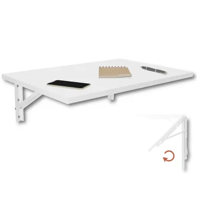 Produktbild von Wandklapptisch Schreibtisch Tischplatte 60x40 cm in Weiß Klapptisch Esstisch Küchentisch für die Wand stabiler Bartisch Stehtisch Wandtisch Tisch