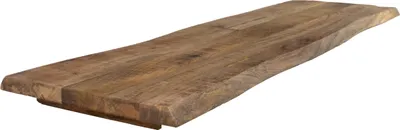 Produktbild von Holzplatte 140x40 cm Curtis, Bretter aus Mangoholz massiv + raue Oberfläche, Baumkanten-Platte für Heimwerker, geeignet für Arbeitsplatten, Tische & Fensterbretter