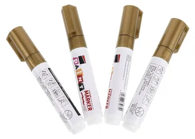 Image de Stylos marqueurs acryliques dorés, lot de 4, pointe de 8 mm, résistants à l'eau, résistants aux UV, pour gravures et peintures sur pierre