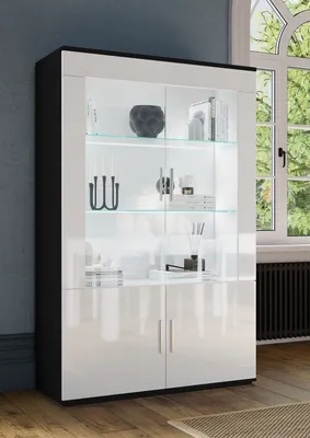Produktbild von Vitrine Venere 4-Türig in Schwarz/Weiß