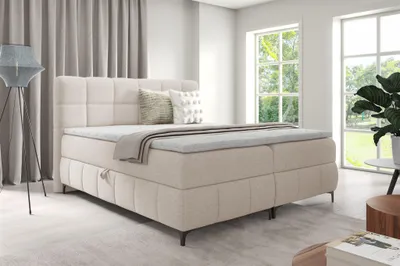 Produktbild von Boxspringbett Schlafzimmerbett SOPHIE 180x200cm Stoff Aragon Weiss