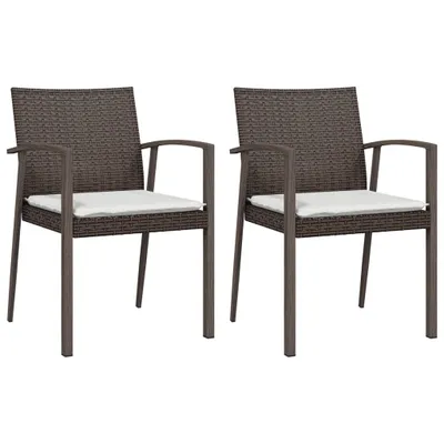 Obrázok produktu pre vidaXL Záhradné stoličky s vankúšom 2 ks Hnedé 56,5x57x83 cm Poly ratan