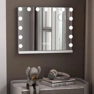 Immagine prodotto di Specchio da trucco in stile Hollywood - 58x46 cm - Illuminazione a LED e altoparlante Bluetooth