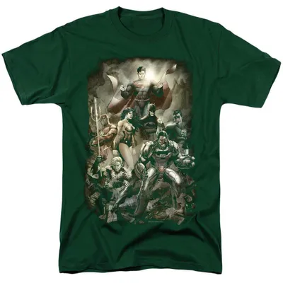 Produktbild von Justice League - "Aftermath" T-Shirt für Herren/Damen Uni TV39281 (XXL) (Dunkelgrün)