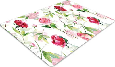 Produktbild von Stuhlunterlage Bürostuhlunterlage 120 cm x 90 cm Bodenmatte Bürostuhlunterlage - rote Blumen