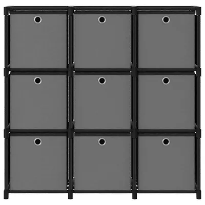 Produktbild von VidaXL 322611, Schwarz, Grau, 9 Regale, Stahl, Polyester, Stahl, 3 kg, 27 kg