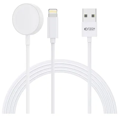 Produktbild von Tech-Protect Ultraboost 2In1 Magnetisches Ladekabel & Lightning 150 Cm Apple Watch Weiss