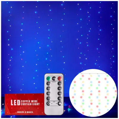 Zdjęcie produktu dla Kurtyna świetlna Aga LED 3x3m 300 LED wielokolorowa