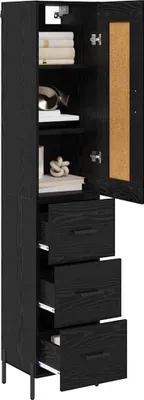 Immagine prodotto di vidaXL Credenza nera look rovere 34,5 x 34 x 180 cm materiale a base di legno