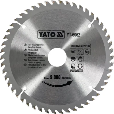 Produktbild von Yato YT-6062, Kunststoff, Holz, 18,4 cm, 3 cm, Hartmetall-bestücktes Wolfram (TCT), 2,2 mm, 9000 RPM
