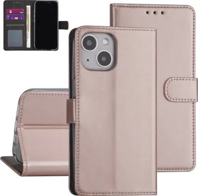 Immagine prodotto di custodia a libro per iPhone 13 - Oro rosa - Portacarte - Chiusura magnetica