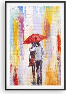 Produktbild von Gerahmtes Poster - Schwarzer Rahmen - Liebhaber Regenschirm - 61x91,5 cm - Wand Bild - Wanddeko - Wandbilder - Kunstposter - Wandposter - Bilderrahmen - Bilder - Kunstdruck - Wandbild P2BPA61x91-3692