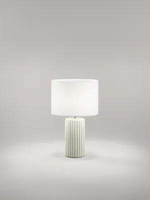 Zdjęcie produktu dla Lampa stołowa ceramiczna Perenz, kolor beżowy z abażurem z tkaniny, średnica 28 cm, wysokość 46 cm, żarówka 1xE27 maks. 60W nie jest dołączona.