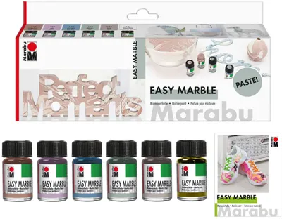 Produktbild von Marabu Easy Marble, Blau, Grün, Grau, Lila, Graubraun, Transparent, Pastellfarbe, Flüssigkeit, 90 ml, 6 Stück(e)