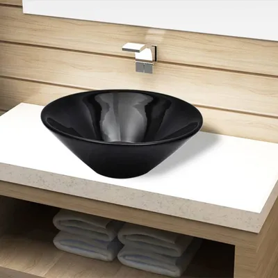 Produktbild von Keramik Waschbecken schwarz rund