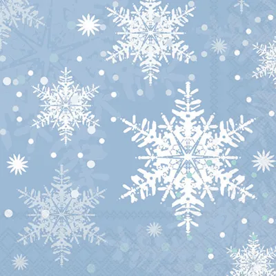 Produktbild von Servietten Papier 33x33cm 3-lagig mit Schneeflocken Motiv 20 Stk.