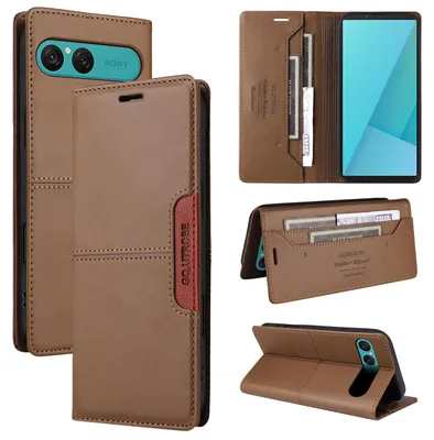 Produktbild von Handyhülle für Sony Xperia 10 VII Hülle, Leder Flip Wallet Kartenfach Stand Schutzhülle Braun