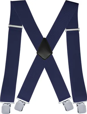 Produktbild von Herren Hosenträger Elastisch 50 mm – X-Form, Starker Metallclip, Verstellbar, Dunkelblau