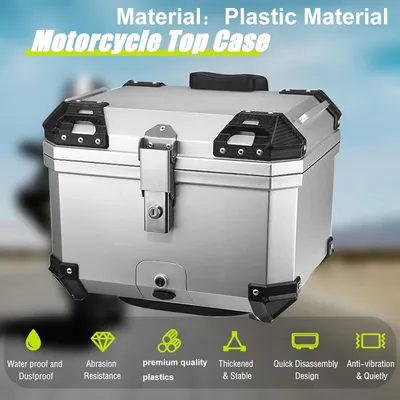 Image de Boîte universelle pour casque de moto - 45 litres, noire - Coffre de rangement étanche pour moto