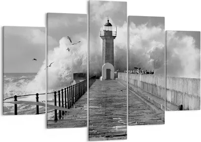 Produktbild von Bild auf Leinwand - Leinwandbild - 5 Teile - Laterne Meer Portugal - 150x100cm - Wand Bild - Wanddeko - Wandbilder - Leinwanddruck - Bilder - Wanddekoration - Leinwand bilder - EA150x100-4913