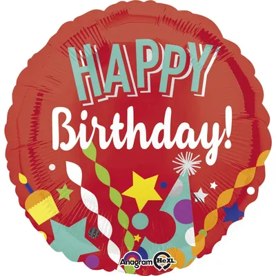 Obrázok produktu pre amscan® 3514301 Fóliový balón Happy Birthday - Ø 43 cm