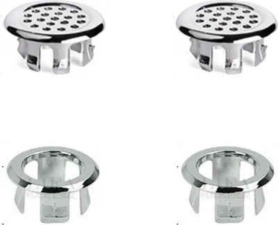 Produktbild von 4 Stück Überlaufring für Waschbecken, Loch, runde Überlaufabdeckung, Beckenverkleidung, Abflusskappenabdeckung, Einsatz in Loch, für Badewanne, Küche, Spüle, 30 mm, Silber