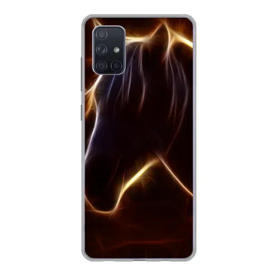 Produktbild von MuchoWow® Handyhülle Schutzhülle Hülle für Samsung Galaxy A71 Pferd - Kontur - Leicht Silikon Softcase Handy Hülle - Kartenbesitzer