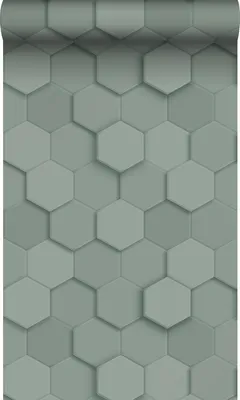 Produktbild von Origin Wallcoverings Tapete 3D Wabenmuster Graugrün 53 cm x 10.05 m