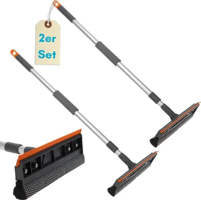 Produktbild von 2er Set Fensterwischer mit Teleskopstiel Fensterputzer Abzieher Fenster putzen Fensterabzieher Profi Fenster Abzieher Wischer Scheibenabzieher 75 - 120 cm