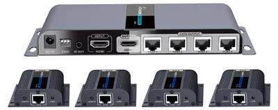 Immagine prodotto di Splitter HDMI PremiumCord da 1 a 4, con alimentatore, involucro in metallo, Full HD 1080p, 60 Hz, colore nero