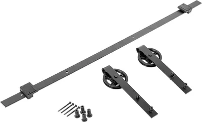 Produktbild von Schiebetürbeschlag LOFT 2 m schwarz 2tlg. Laufschiene mit Laufrollen-Ø 120 mm  Schiebetürsystem mit Aushängesicherung und Bodenführung von Sotech