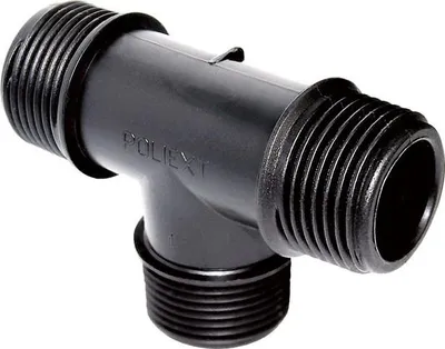 Produktbild von PP Gewindefitting Schwarz PN10 Fittings, T-Stück reduz. AG1" x AG3/4" x AG1"
