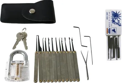 Obrázek produktu pro Mobilly sada planžet lockpick 20v1 s průhledným trénovacím zámkem a kartou s planžetami