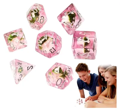 Produktbild von Pilz-Würfel-Set, Set aus 7 kleinen Harzwürfeln, polyedrisches Würfelset für Tischspiele, tragbare Spielwürfel