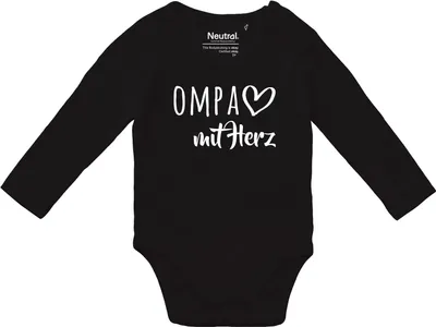 Produktbild von Huuraa Baby Body OMPA mit Herz 62 Black  Baumwolle Fairtrade Langarmbody Geschenkidee