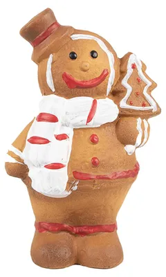 Zdjęcie produktu dla Clayre & Eef Dekoracja świąteczna piernikowy ludzik 15 cm brązowa ceramika