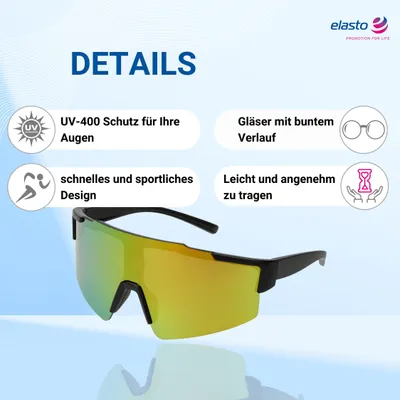 Produktbild von Sportbrille 'Schnelle Brille' - robuste Brille mit verspiegelten Gläsern - inkl. Mikrofaser Pouch zum sicheren Transport - schwarz