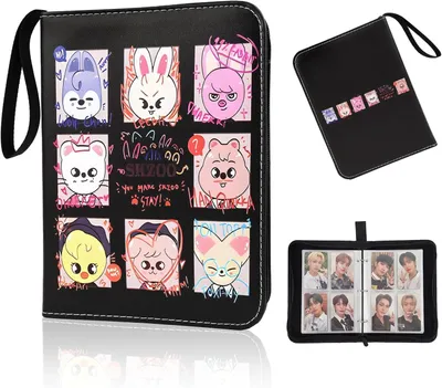 Image de Album de cartes à collectionner Stay-K, 400 pochettes, classeur pour cartes photo K-pop avec 4 compartiments, porte-cartes photo, album de protection pour photos d'idoles et de personnages de dessins animés, 50 pages au total