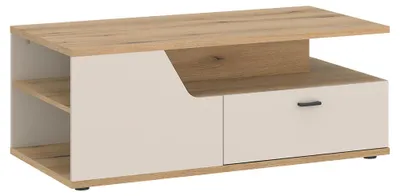 Produktbild von Wohnzimmer Couchtisch mit 110 cm Breite in Beige und Eiche, 1 Schublade - CARMONA-129