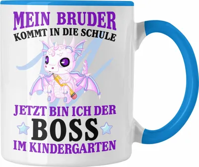Produktbild von Trendation - Einschulung Geschenk für Schultüte Füllung Tasse Schulstart 1. Schultag Schuleinführung Schulanfang Geschenkidee Schulkind Jungs Bruder (Blau)
