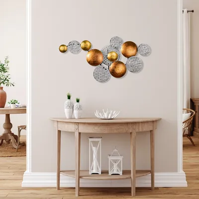 Image de Wallity, Aurora 2, accessoire mural décoratif en métal, 100 % METAL, argent, 45 x 82 cm