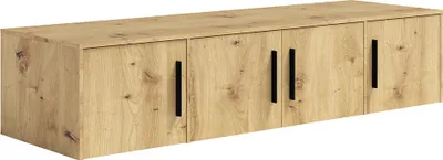 Produktbild von Schlafzimmer Aufsatzschrank für Kleiderschrank mit 198 cm Breite, Eiche mit schwarzen Griffen, 4-türig - MOLLERUSA-132