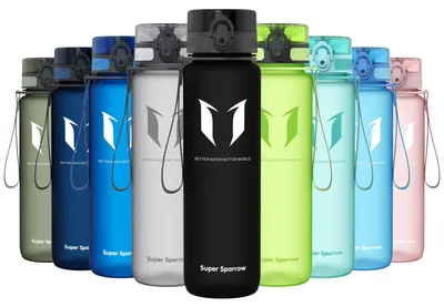 Produktbild von Super Sparrow Trinkflasche - Tritan Wasserflasche - 1000ml - BPA-frei - Ideale Sportflasche - Sport, Wasser, Fahrrad, Fitness, Uni, Outdoor - Leicht, Nachhaltig