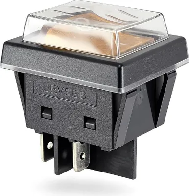 Produktbild von Wippenschalter gelb 30A 250V mit Wasserdichte Abdeckung, 4pin beleuchtet