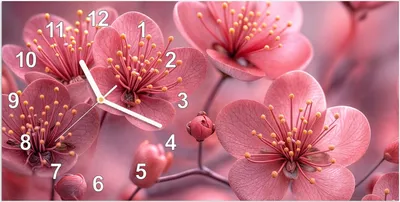 Produktbild von Wanduhr aus Glas mit Motiv Kirschbaumblüten- 60 x 30 cm - inkl. Aufhängesystem